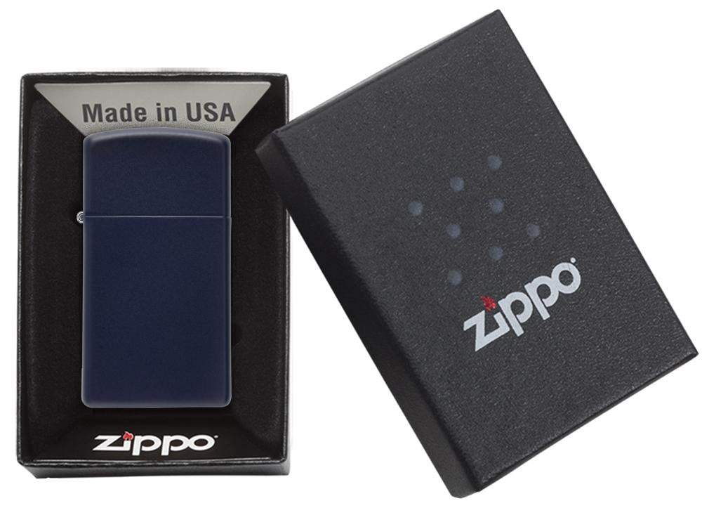 Zippo Slim Original Box, Navy Blue Matte Lighter #1639