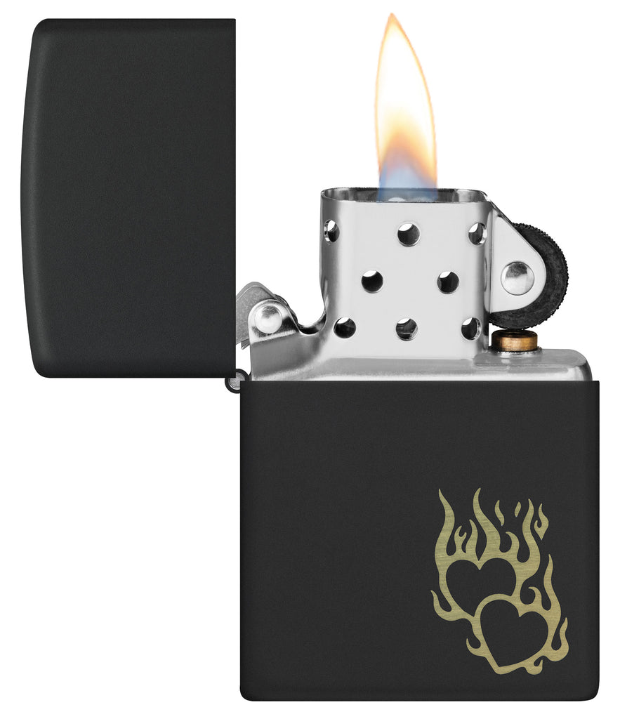 Zippo Fire Heart, Black Matte Lighter #46004