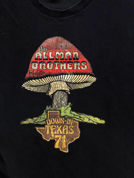 Allman Brothers Down In Texas '71 Vintage Black T-Shirt