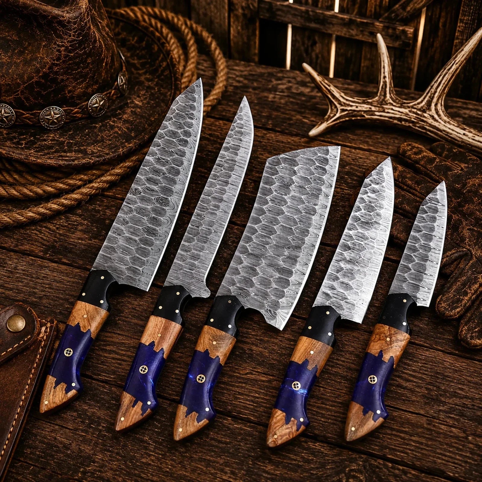 Artisan Damascus Chef Knife Set – Professional Kitchen Collection