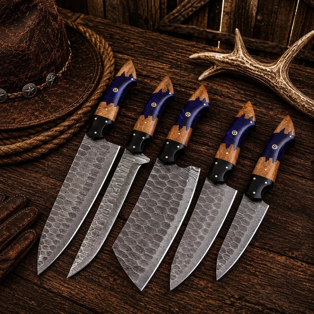 Artisan Damascus Chef Knife Set – Professional Kitchen Collection