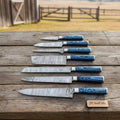 Artisan Damascus Specialty Chef Set — Sujihiki Carver, Nakiri Cleaver & Bunka/Petty Trio Collection