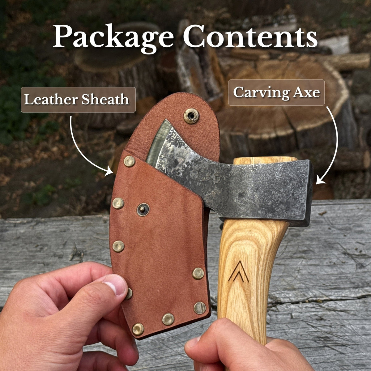 Sharky Forged Steel Tools carving axe with leather sheath - Relic & Reel