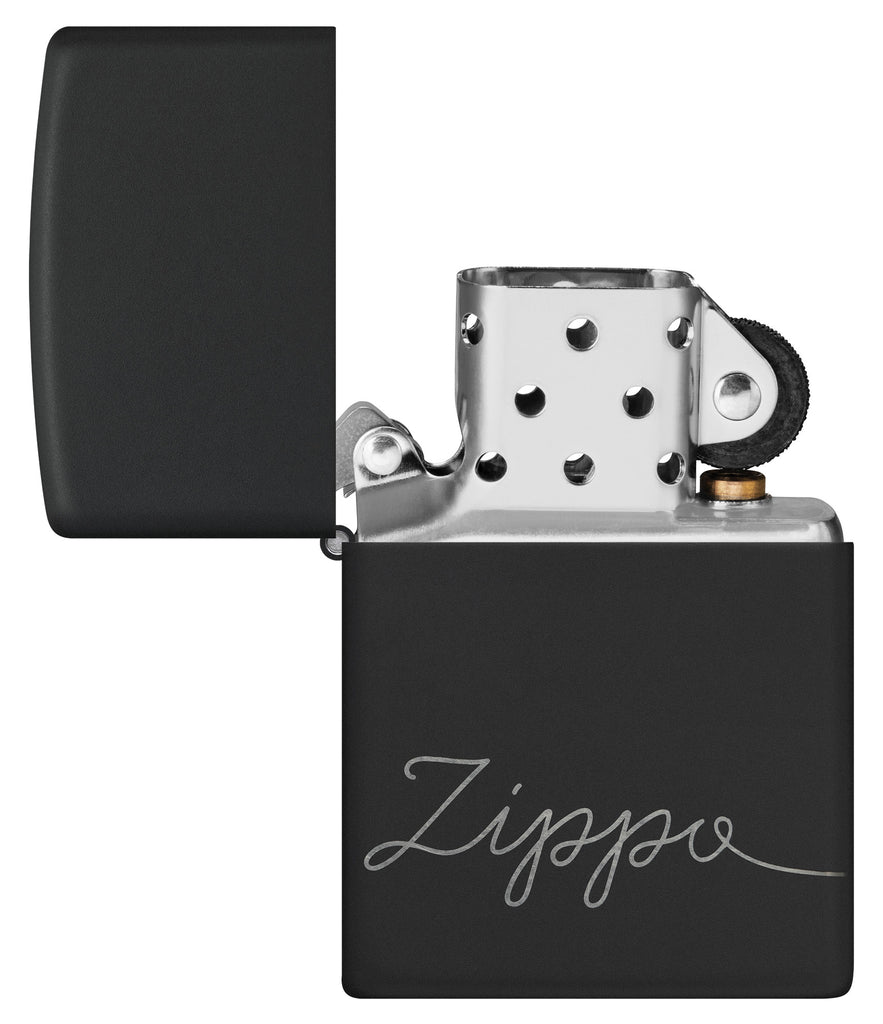 Zippo Script, Black Matte Lighter #48979