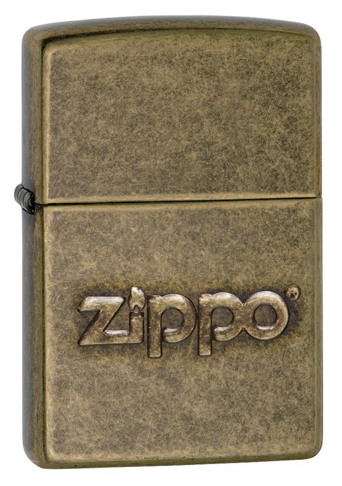 Zippo Stamped Logo, Antique Brass Lighter #28994