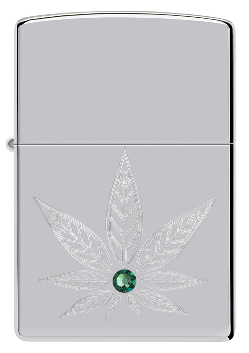 Zippo Cannabis Crystal, High Polish Chrome Lighter #46126