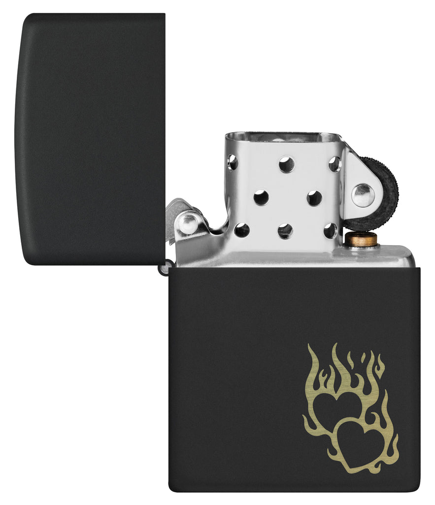 Zippo Fire Heart, Black Matte Lighter #46004