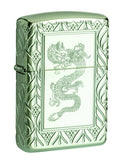 Zippo Armor Elegant Dragon Deep Carve, High Polish Green Lighter #49054