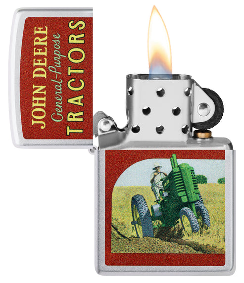 Zippo John Deere Ad, Satin Chrome Lighter #46757