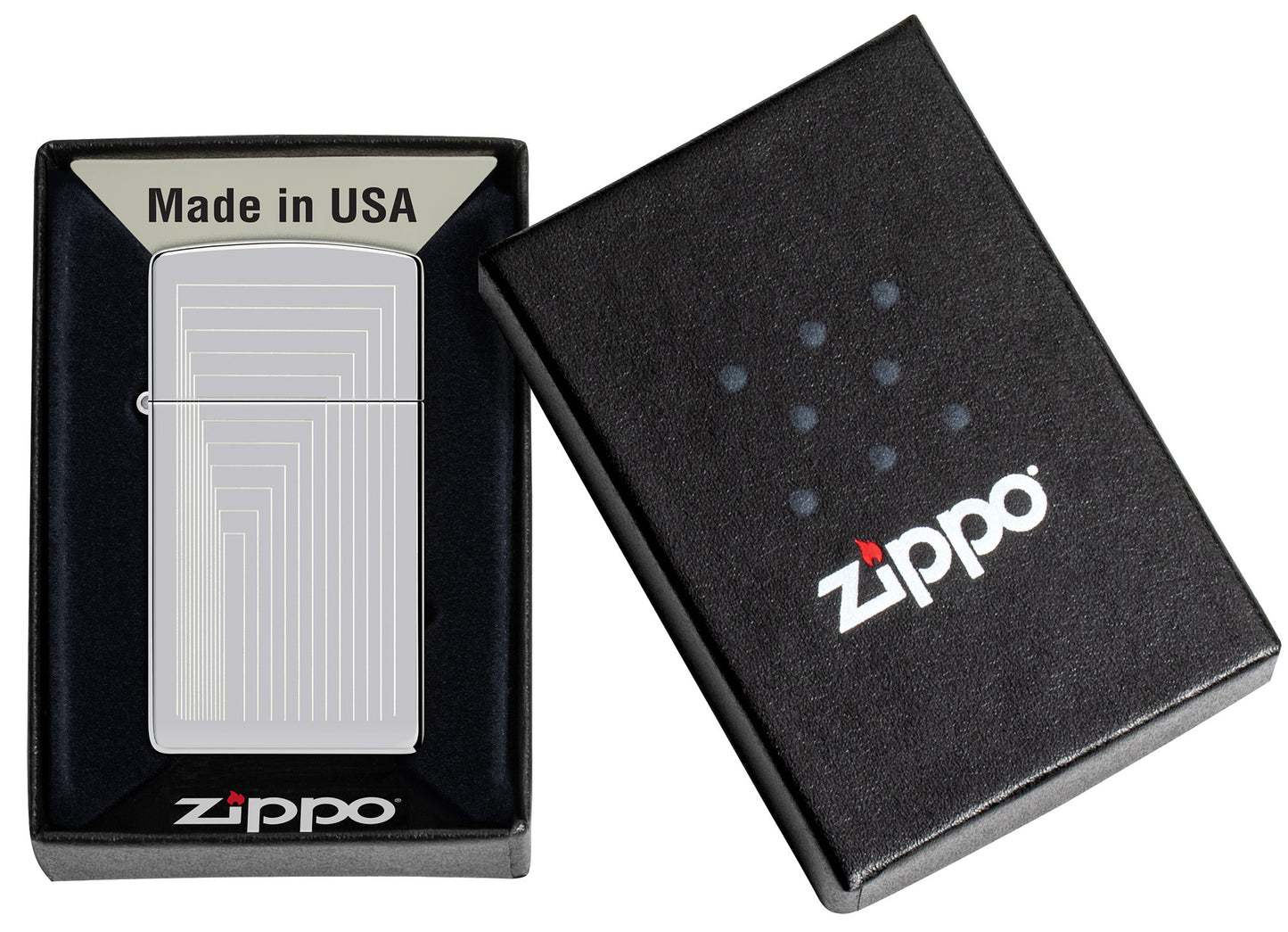Zippo Slim Laser Pattern, High Polish Chrome Lighter #46706