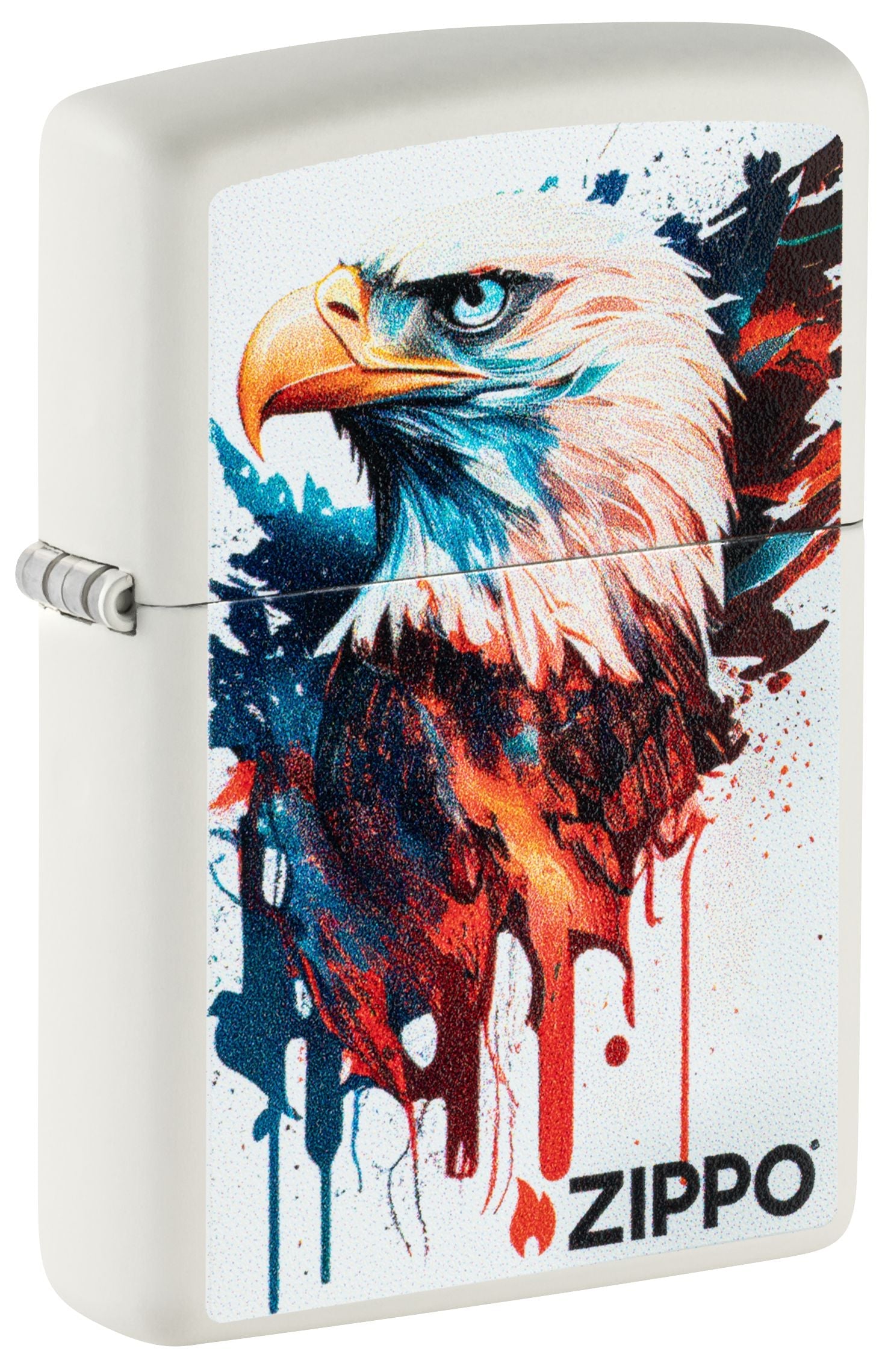 Zippo Bald Eagle Paint Art, White Matte Lighter #46692