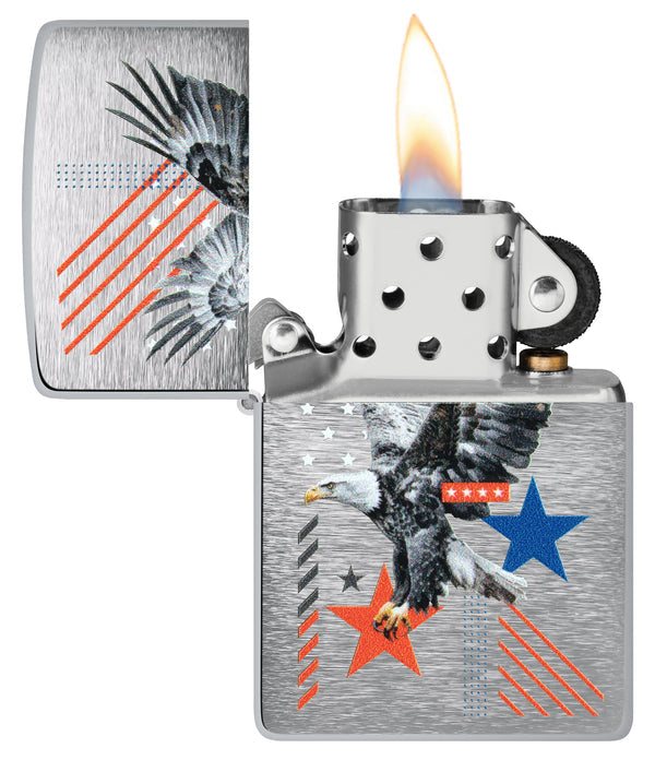 Zippo Abstract Americana, Brushed Chrome Lighter #46820