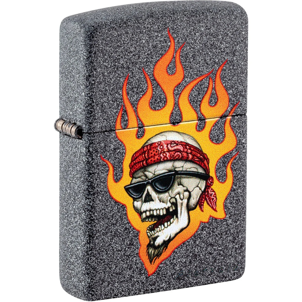 Zippo Rietveld Flaming Skull, Iron Stone Lighter #46933