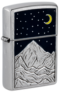 Zippo Mountain Moon and Stars Emblem, Street Chrome Lighter #48632
