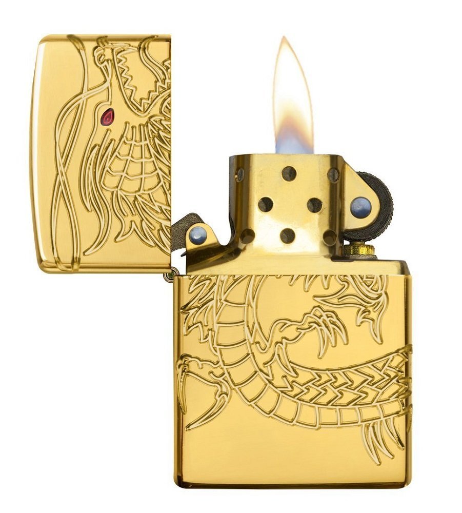 Zippo Asian Dragon, Armor Gold Plate Lighter #29265