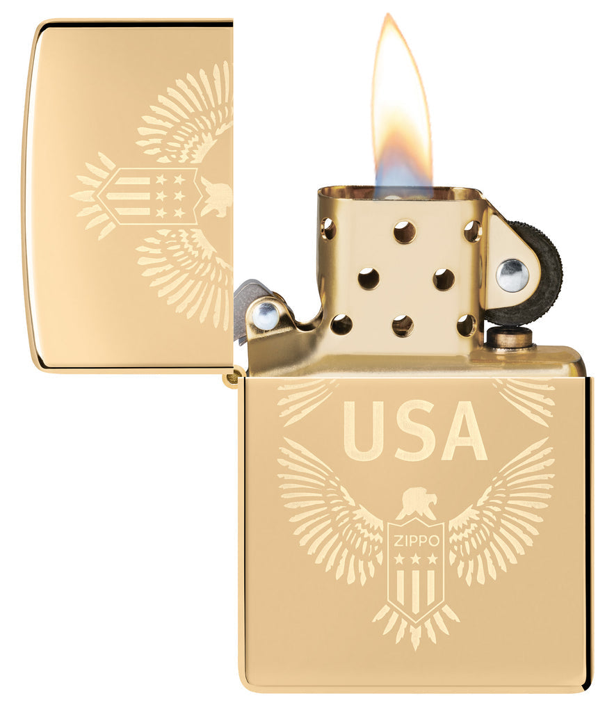 Zippo USA Patriotic, High Polish Brass Lighter #48915