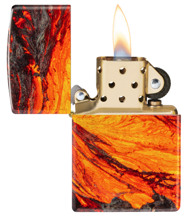 Zippo Fire Lava 540°, Tumbled Brass Lighter #48622