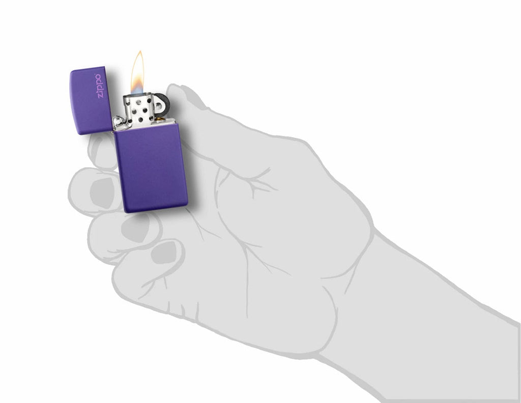 Zippo Slim Purple Matte with Logo, Lighter #1637ZL