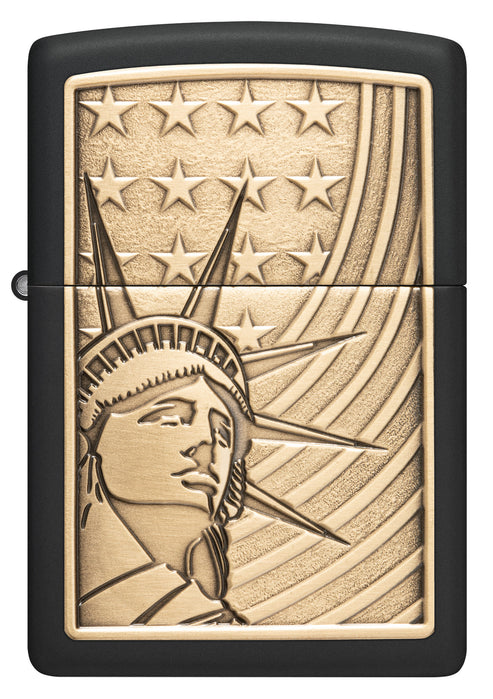 Zippo Statue of Liberty Emblem, Black Matte Lighter #48921
