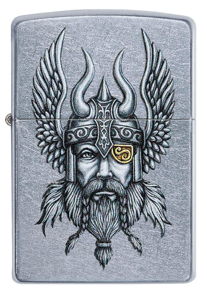 Zippo Nordic Viking Warrior, Street Chrome Lighter #29871