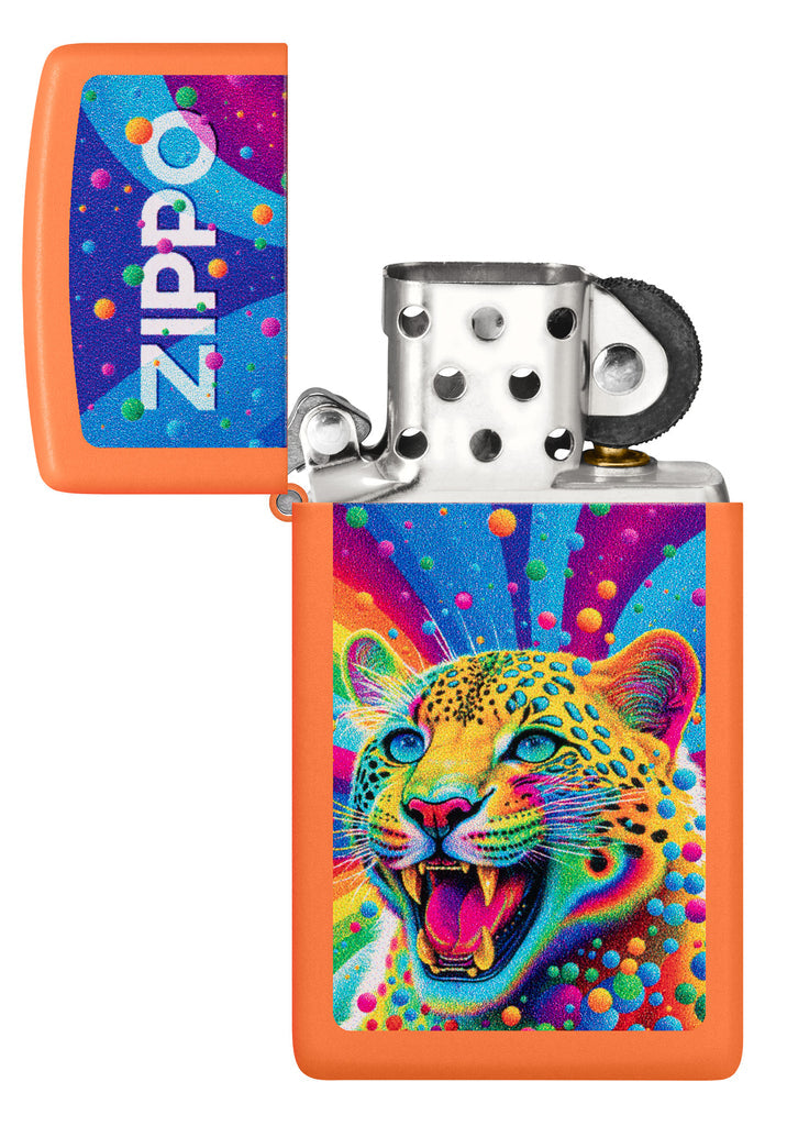 Zippo Slim Leopard Zippo Logo, Orange Matte Lighter #46018