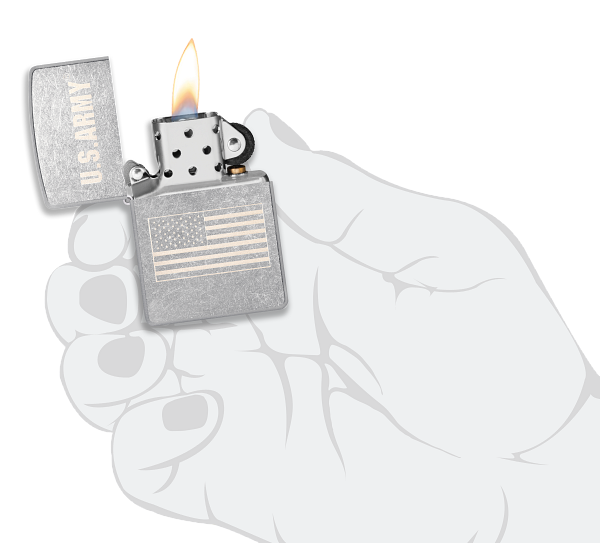 Zippo USA Army Flag, Street Chrome Lighter #48557