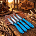 Belt Buckaroo Knifes set - 3.5” Rasp Steel with Turquoise stone Handles