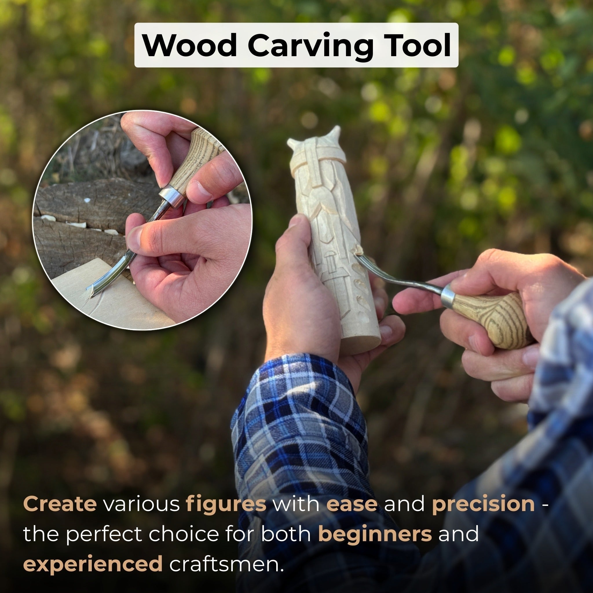 Bent Carving Gouge with Palm Handle – 8 mm / 12 mm (0.31 / 0.47 inches)