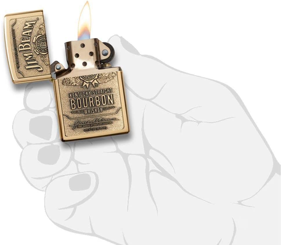 Zippo Jim Beam Kentucky Bourbon Whiskey, High Polish Brass Lighter #254BJB.929