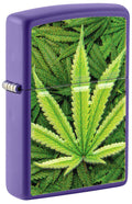 Zippo Cannabis Leaf Textured Print, Purple Matte Lighter #49790