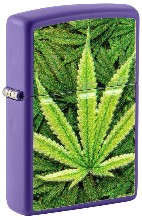 Zippo Cannabis Leaf Textured Print, Purple Matte Lighter #49790