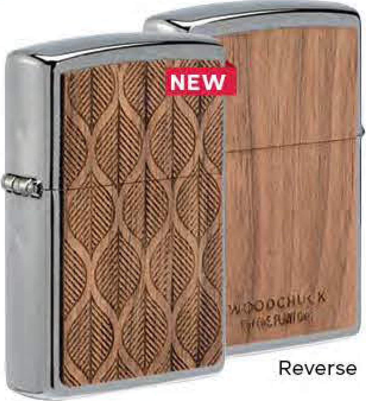 Zippo WOODCHUCK USA Leaf Walnut Emblem, Brushed Chrome Lighter #49708