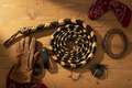 Genuine Cowhide Classic Whip – Bold Tan & Black Leather Bull Whip