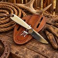 Buckaroo Working Knife for field dressing - 3.5” Damascus Blade Bone Handle