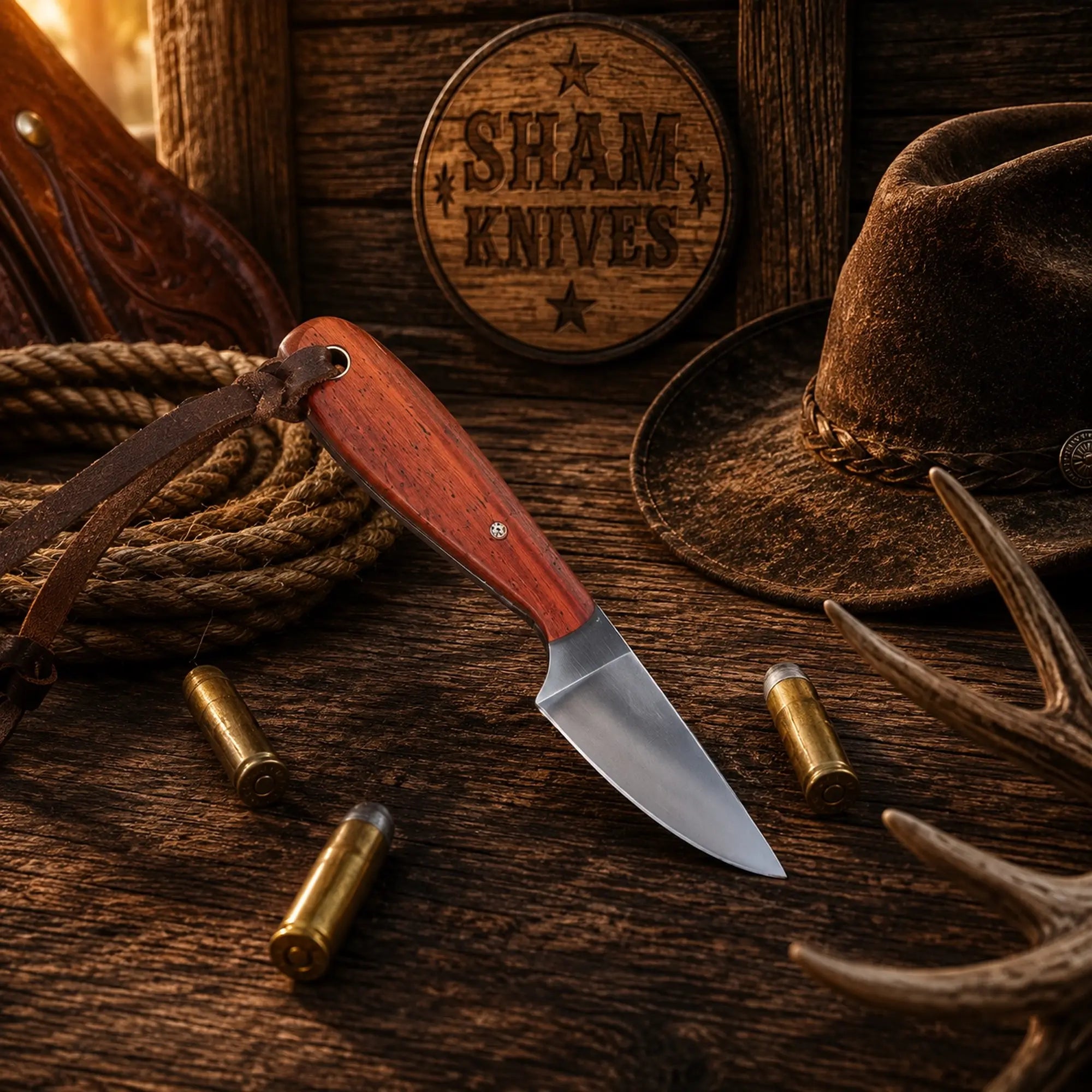 Buckaroo Rancher Waist Knife – 3″ D2 Steel & Exotic Wood Handle