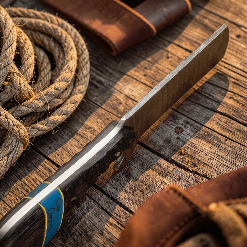 Bull Cutter Knife 1095 Damascus Steel Ranch Knife