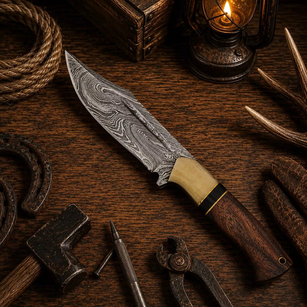 Best Bushcraft Damascus Steel Fixed Blade Outdoor Camping Hunting EDC Knife