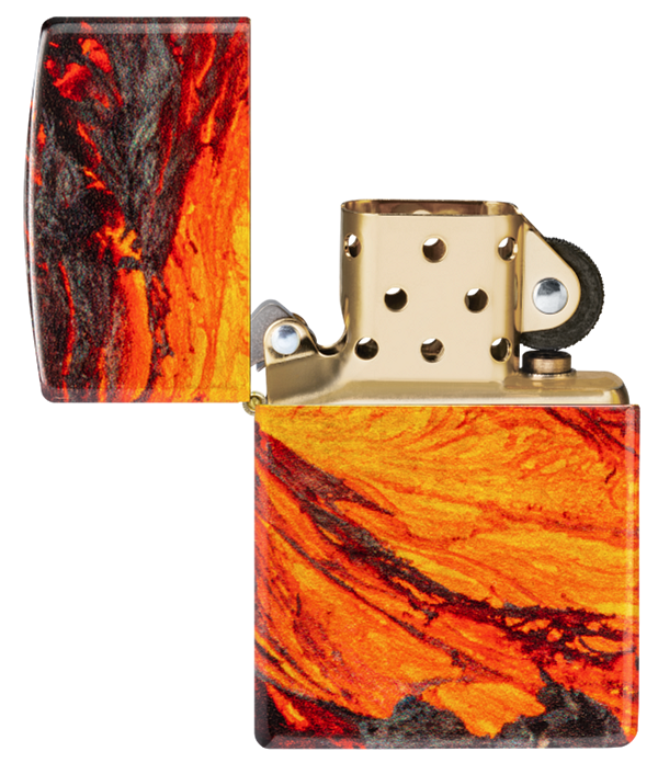 Zippo Fire Lava 540°, Tumbled Brass Lighter #48622