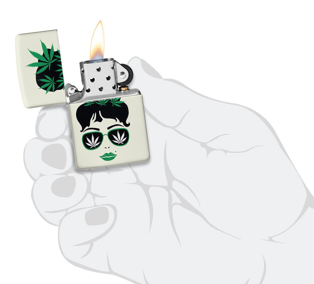 Zippo Cannabis Girl Glow-In-The-Dark Design, Windproof Lighter #49837