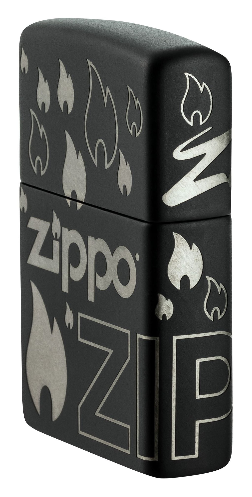 Zippo Flame Icon and Logo, Black Matte Lighter #48908