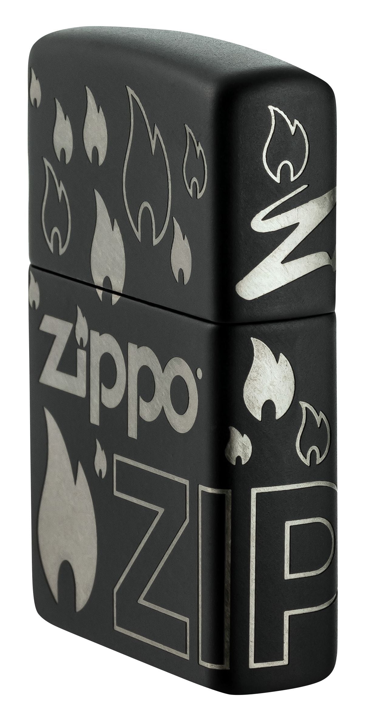 Zippo Flame Icon and Logo, Black Matte Lighter #48908
