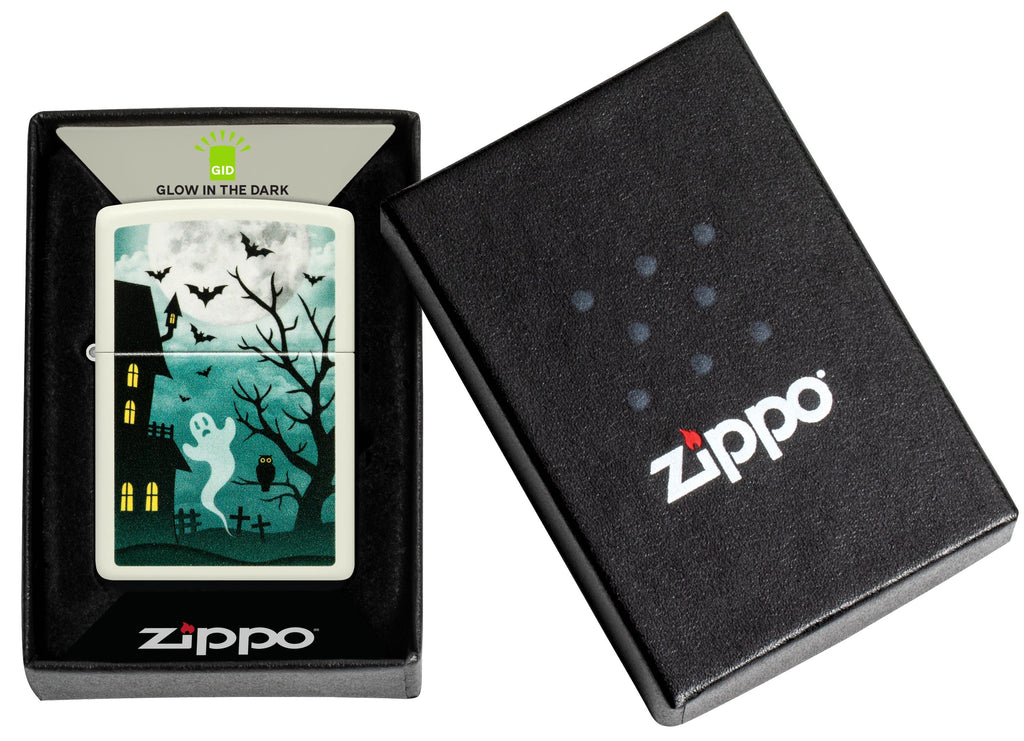 Zippo Horror Haunted Mansion Ghost, Glow-in-the-Dark Green Lighter #48727