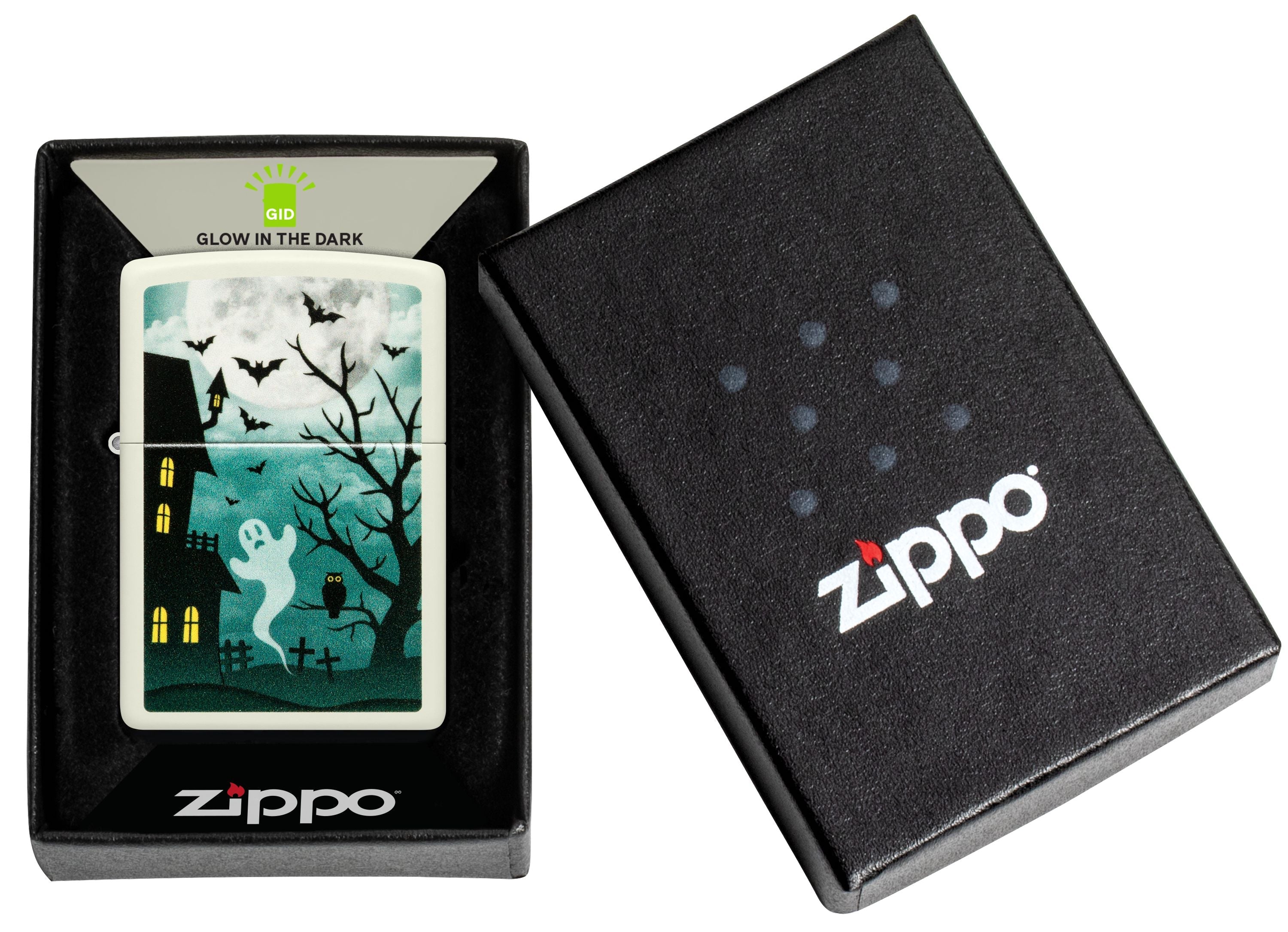 Zippo Horror Haunted Mansion Ghost, Glow-in-the-Dark Green Lighter #48727