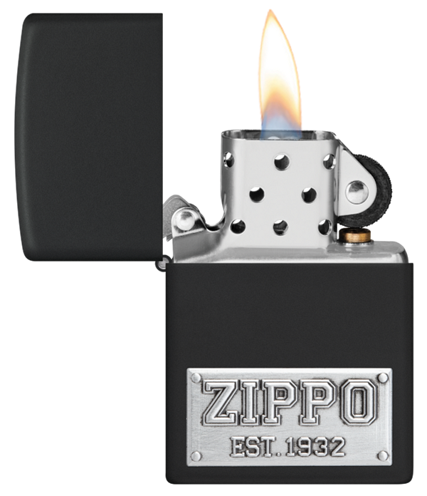 Zippo Logo Est 1932 Emblem, Black Matte Lighter #48689