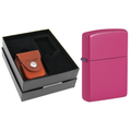 Zippo Pink Frequency Finish & Leather Pouch Gift Set #LPGS-LPLB-49846
