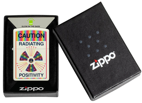 Zippo Caution Radiating Positivity, Glow-in-the-Dark Lighter #46243