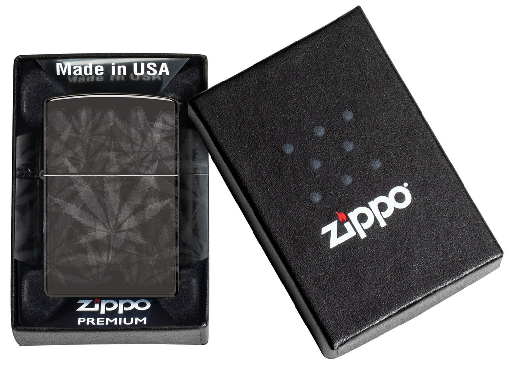 Zippo Cannabis 360°, High Polish Black Lighter #48924