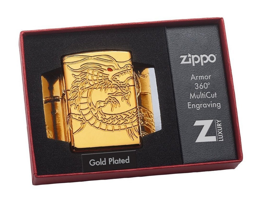 Zippo Asian Dragon, Armor Gold Plate Lighter #29265