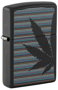 Zippo Cannabis Pinstripes, Black Matte Lighter #48927