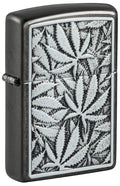 Zippo Leaf Emblem Design, Black Matte Lighter #48123